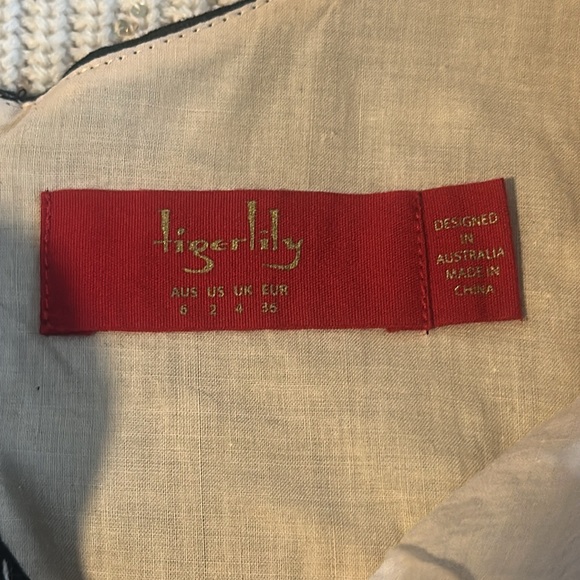 Tigerlily Australia Black Nude Tan Eyelet Dress Full Circle Tail Size US 2 - Picture 4 of 6